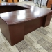 Large Mahogany Executive U Suite Desk w/ Bow Front & Overhead